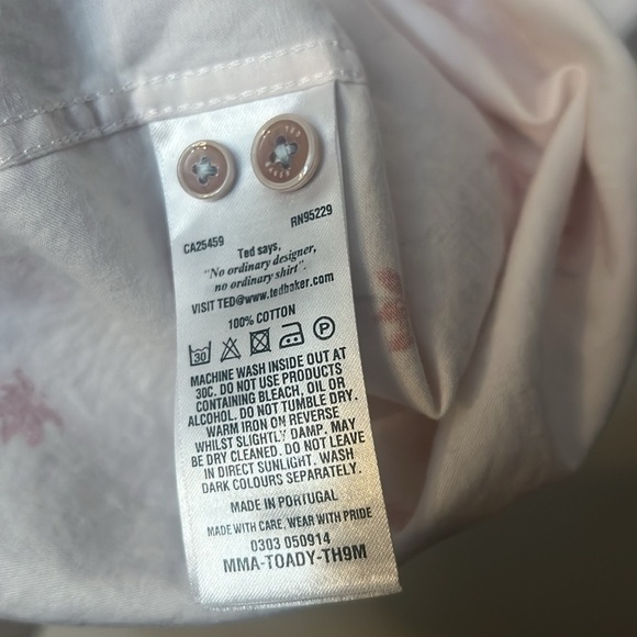 Ted baker shirt size 6 red palm design pocket 100% cotton - Picture 9 of 11